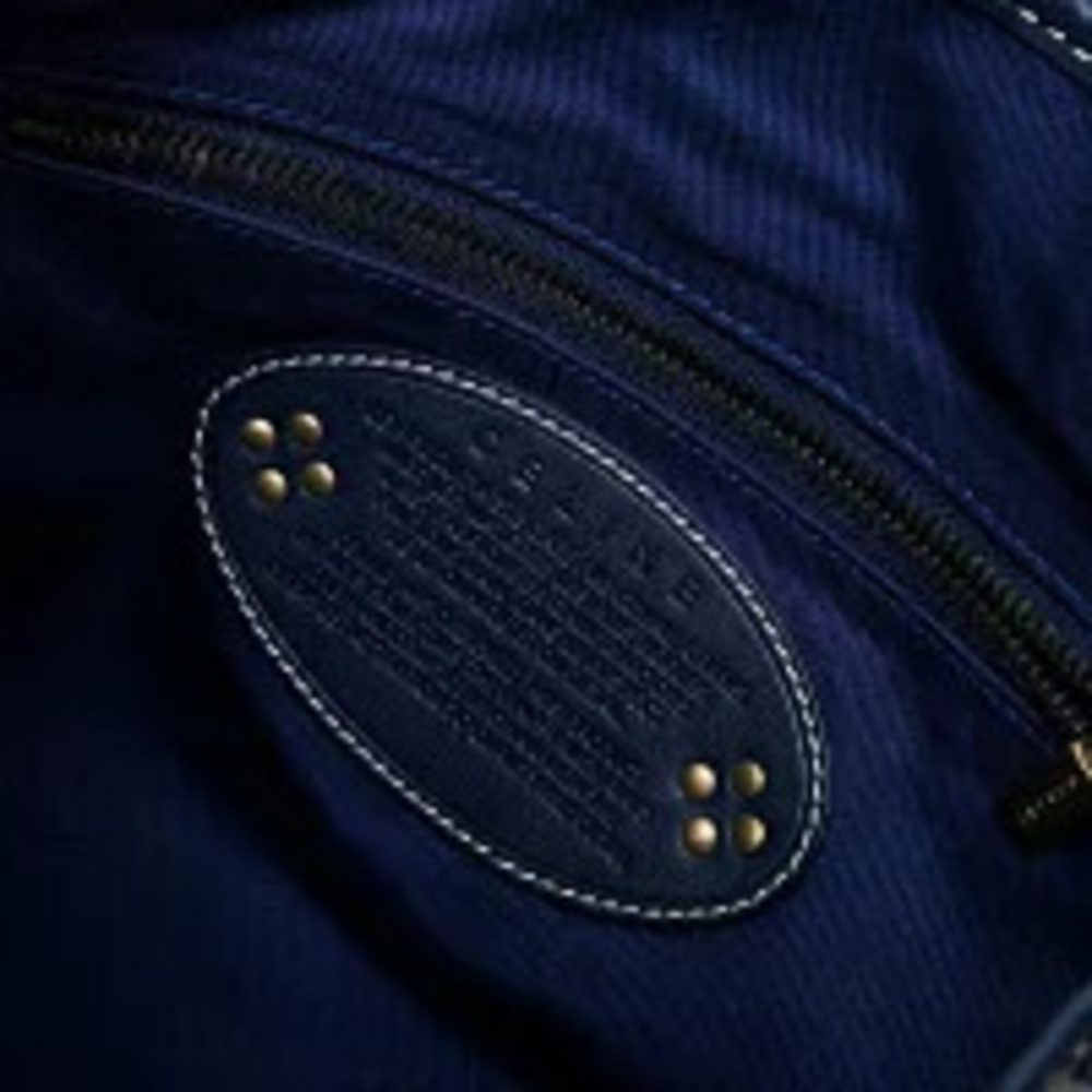 Celine Macadam Canvas Handbag Navy Blue - Picture 11 of 13